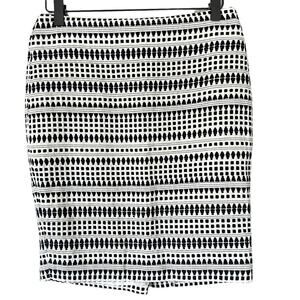 LOFT Petites Cotton Blend Knit Striped Womens Pencil Mini Skirt 2P Career Work